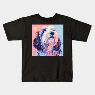 Bearded Collie in 80's Kids T-Shirt